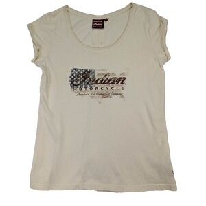 Indian Motorcycle T Shirt Womens M Lace Up Back Biker Grunge Rocker Sturgis